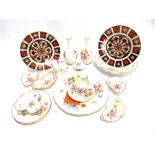 A COLLECTION OF ROYAL CROWN DERBY including pair of cabinet plates in 1128 Imari palette 22cm