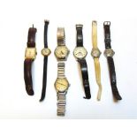 A COLLECTION OF WRIST WATCHES comprising; four gentlemen's wrist watches two on straps and two on