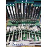 A CANTEEN OF VINERS ELECTROPLATED BEAD PATTERN FLATWARE93 pieces, housed in a fitted Art Deco side