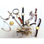 A COLLECTION OF FOURTEEN LADIES FASHION WATCHES two gent's watches, and a hunter style watch with