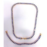 A NECKLACE AND MATCHING BRACELET set with blue and white synthetic stones, necklace 45.5cm long,