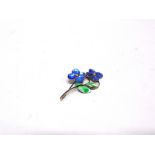 BERNARD INSTONE SILVER & ENAMEL FLORAL SPRAY BROOCH stamped B1 monogram and 'Sterling Silver', 6.1cm