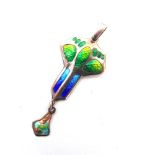 A CHARLES HORNER SILVER AND ENAMEL ART NOUVEAU PENDANT Chester 1909, overall length 5cm inclusive of