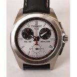 TISSOT, PRC100 a gentlemans steel chronograph quartz wrist watch with date, on a deployment