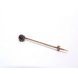 A RUBY AND DIAMOND CLUSTER STICKPIN detachable cluster stickpin, detachable cluster