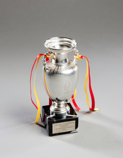 A miniature replica of the European Nations Cup trophy commemorating the win by Spain in 1964,