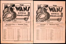 Swansea Town v Norwich City programme 7th September 1935,