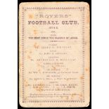 Scarce member's card for Rovers FC of Glasgow 1874-75 Rovers FC were one of the original 16 teams