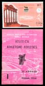 A complete set of eight Rome 1960 Olympic Games daily athletics programmes and tickets,