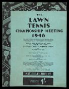 Wimbledon Programme for the Ladies Singles Final at The Lawn Tennis Championsips in 1946,