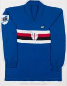 A Liam Brady signed blue Sampdoria replica jersey circa 1983,