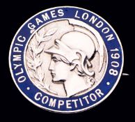 A London 1908 Olympic Games competitor's badge, by Vaughton of Birmingham, silvered bronze & enamel,