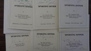 A group of 15 South Staffordshire Sporting Club sporting dinner menus bearing autographs,