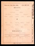 Reading v Bedminster programme 8th October 1898, scarce, small single sheet,