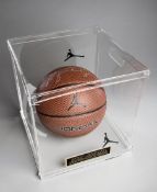 A Michael Jordan signed basketball, the Jordan branded ball signed in silver marker pen,