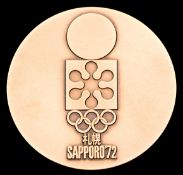 Sapporo 1972 Winter Olympic Games participant's medal, bronze, designed by S.