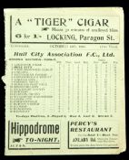 Hull City v Blackpool programme 13th October 1906