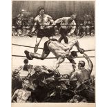 A rare Joseph Golinkin lithograph of the Max Baer v Primo Carnera World Heavyweight Championship of