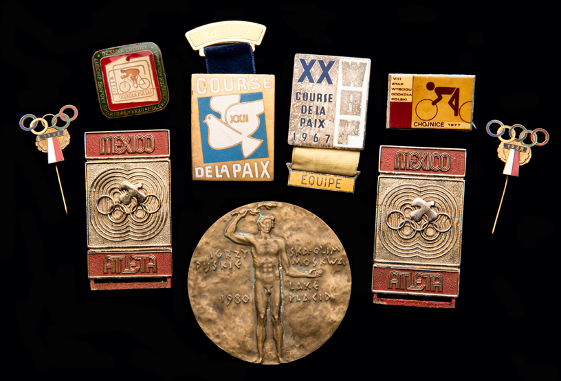 Memorabilia awarded to and collected by Jan Magiera the Polish Olympic cyclist, medals, badges,