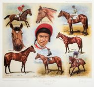 Four artist signed limited edition racing prints,