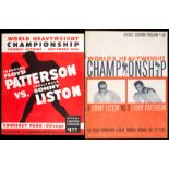 Two Sonny Liston v Floyd Patterson boxing programmes, Comiskey Park, Chicago, 25.9.
