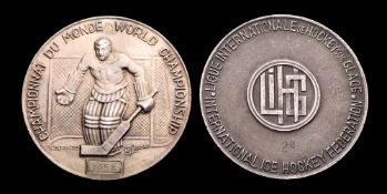 Two silver second-place prize medals for the World Ice Hockey Championships in Moscow 1957 and in