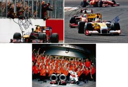 Formula 1 photos signed by four recent World Champions,