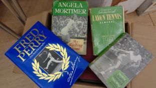 A collection of 20th century tennis books, overwhelmingly instructionals & coaching volumes,