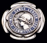 A London 1908 Olympic Games committee member's badge,