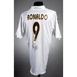 A Ronaldo [Luis Nazario de Lima] signed Real Madrid replica jersey,