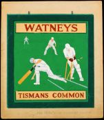 Original 1952 Watney's Brewery scale artwork for The Cricketers Inn, Tisman's Common, pub sign,