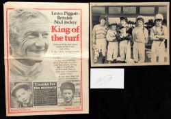 Press photograph signed by Lester Piggott, Willie Carson, Frankie Dettori,