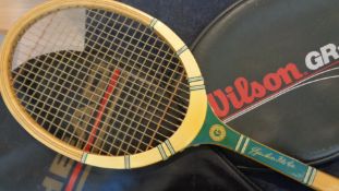 Two French tennis wooden framed racquets,