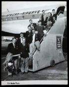 Nine original football press photographs dating between the 1930s and 1950s, 10 by 8in.