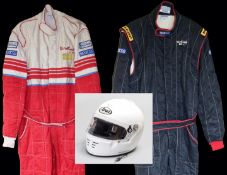 Val Musetti Arai race-worn helmet with two Sparco racesuits and accessories,