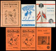 Five London clubs 1930s programmes, three for Crystal Palace v Aldershot (Cup) 13.1.34, QPR 28.3.