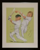 Two signed cricket prints,