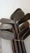 10 hickory shafted golf clubs, including a Buchanan of Piccadilly lofter Rd. No.