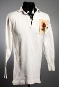 Sammy Morfitt white England international rugby union shirt dating from 1894,