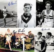 A collection of 5 Roger Bannister framed & signed photographs, winning the 1954 Empire Games mile.