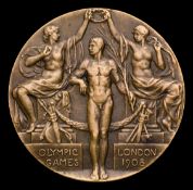 A London 1908 Olympic Games bronze prize medal for the men's 400m, bronze,