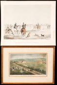 Two 19th century aquatint prints with a cricket match in progress, the first )after H.