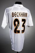 A David Beckham signed Real Madrid home replica jersey,