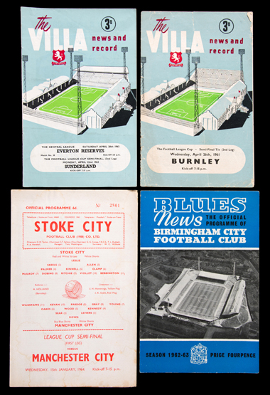 A collection of Football League Cup semi-final programmes from the 1960s onwards,