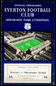 Everton v Manchester United programme 4th September 1957, 6.15 k.o.