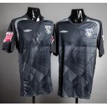 Two signed West Bromwich Albion dark grey goalkeeping jerseys from the unsponsored 2009-10 season,