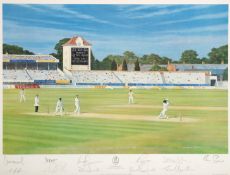 A signed limited edition print commemorating Brian Lara's historic innings of 501 for Warwickshire