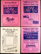 Four 1930s Bristol City programmes, Gillingham 28.8.37 (lacking covers), Swindon Town 11.9.