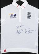 An England 2010 Ashes series replica cricket shirt double-signed by Andrews Strauss and Jonathan