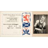 A Scottish Amateur Boxing Association (Midland District) Championships certificate 1959-60 awarded